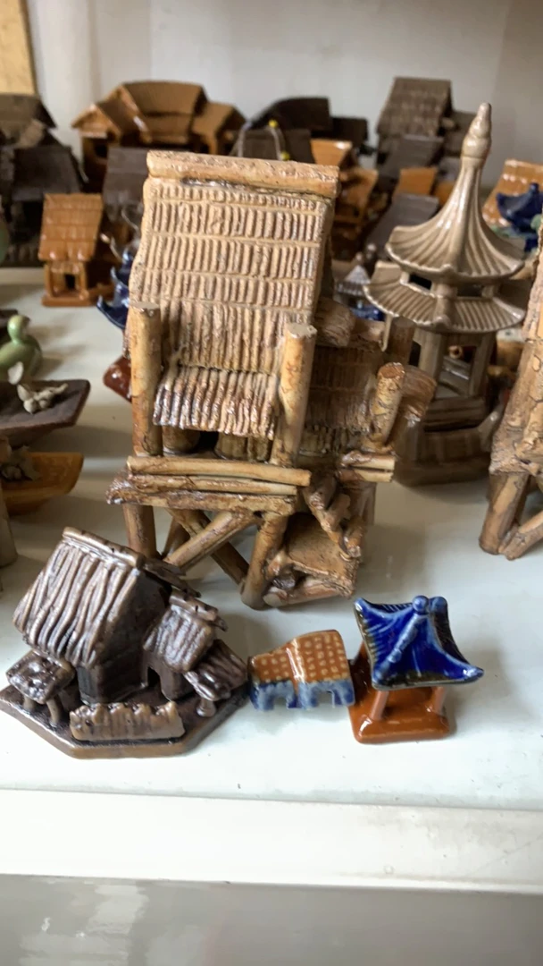 5件陶瓷组合假山盆景造型加个大号福利亭