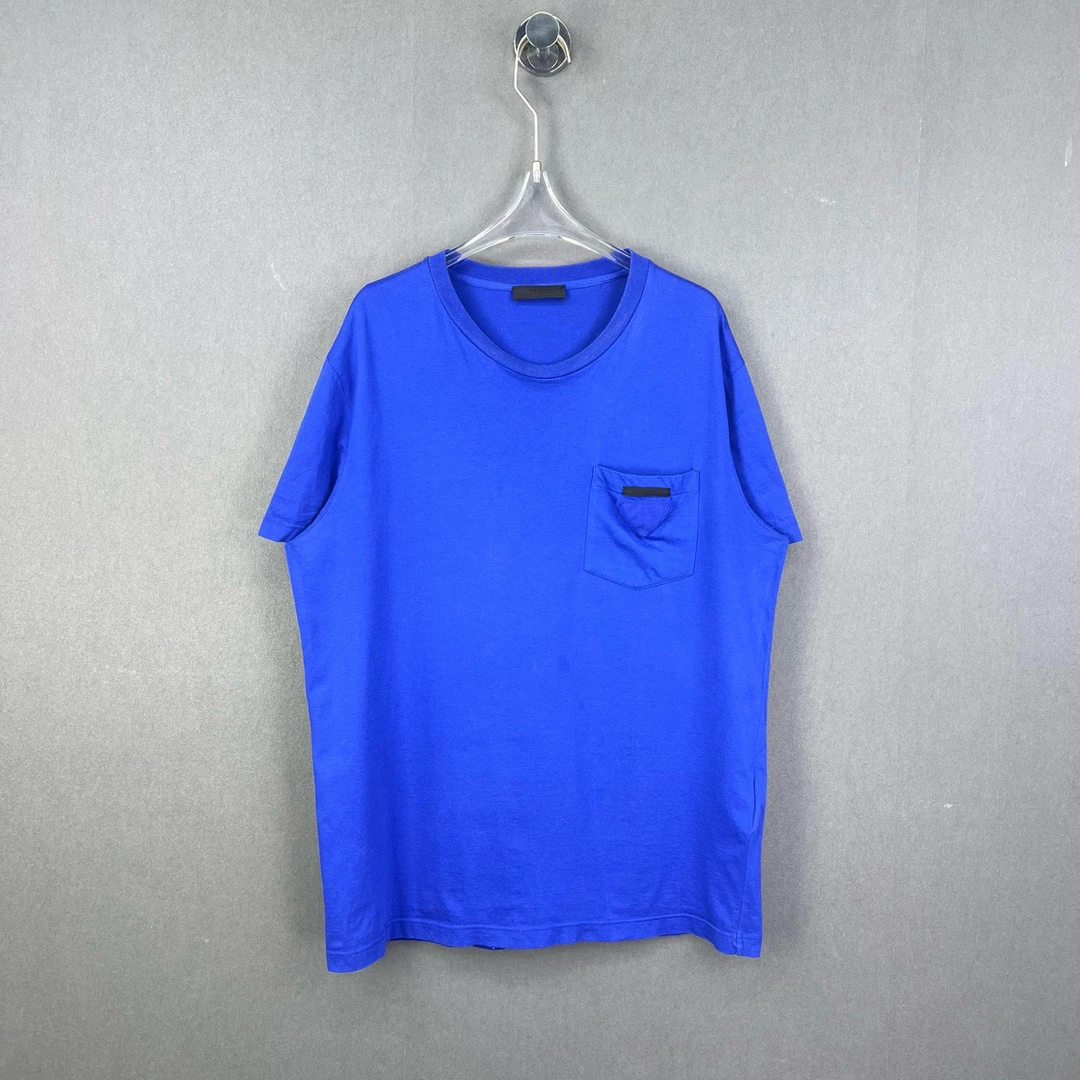 99新 Prada/普拉达 XL码/深蓝色圆领三角口袋短袖T袖/12613124