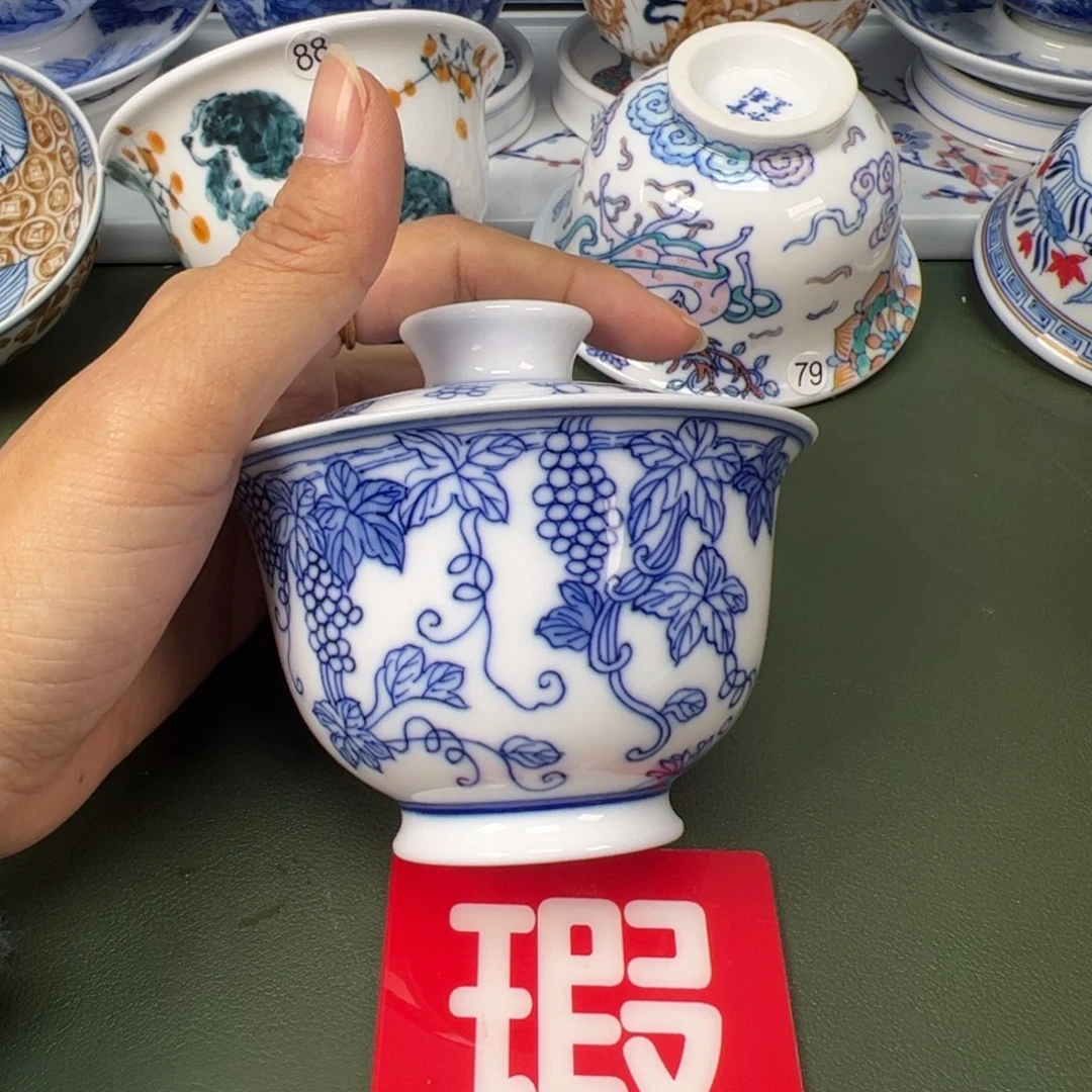 陶瓷景德镇纯手工纯手绘茶具木木95口