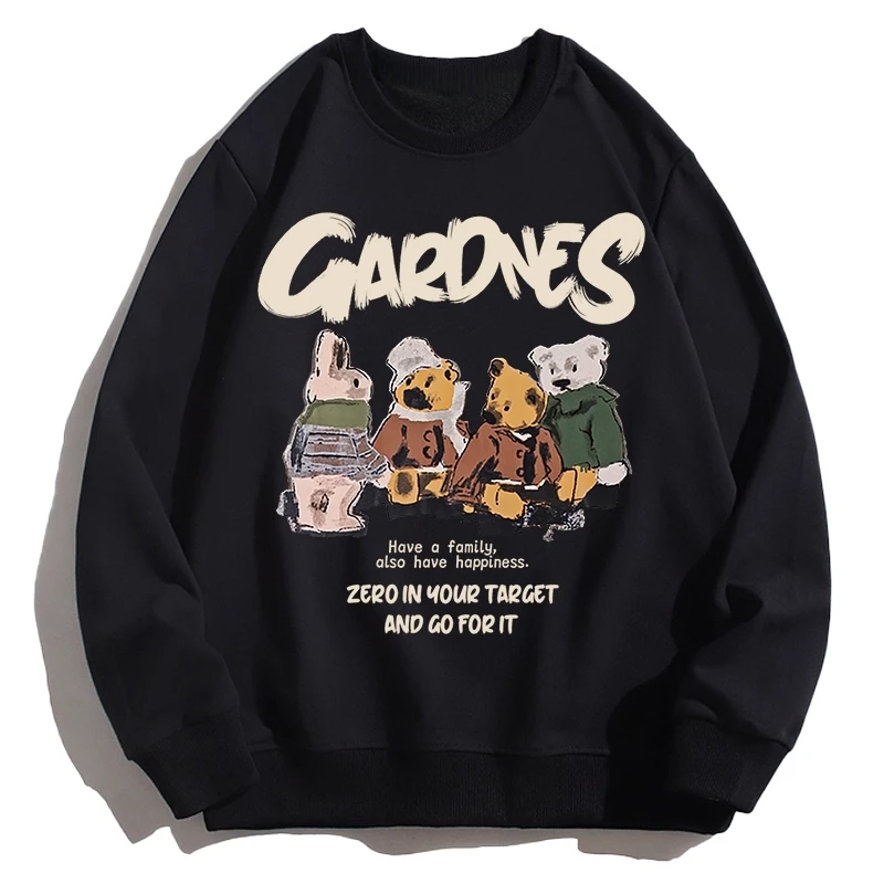 大码300斤复古卡通潮流个性创意圆领卫衣男女秋冬宽松显瘦打底衫