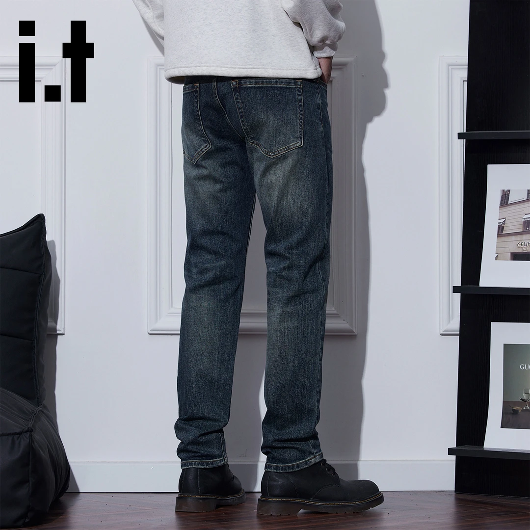 it:CHOCOOLATE秋冬季重工水洗小脚牛仔裤男士新款时尚潮流长裤子