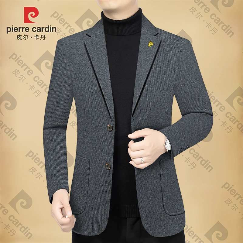 皮尔卡丹男士新款高档商务休闲西服春秋季西装领外套上衣时尚潮流