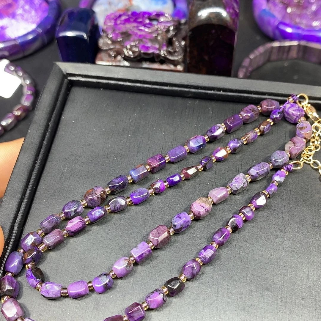 苏纪石（舒俱来）未镶嵌南非舒俱来皇家紫钻切项链，放漏款