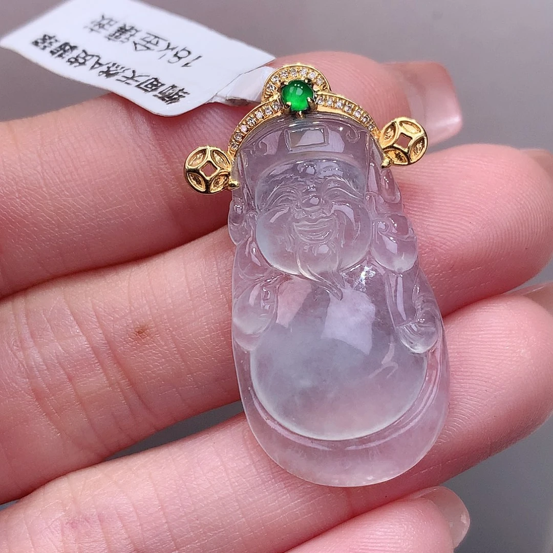 颈饰18K金镶嵌翡翠高冰财爷