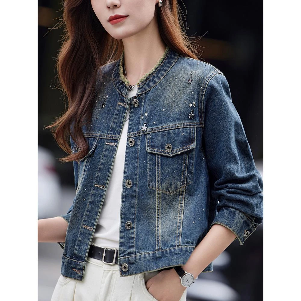 牛仔外套女短款2025年春秋新款妈妈时尚设计感宽松休闲复古夹克