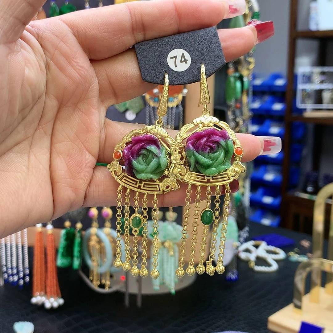 【闪购商品】红宝石耳饰银S925镶嵌F****耳坠