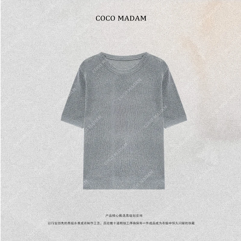 NIUNIU ·T-551 夏季金银色时尚圆领短袖宽松气质T恤上衣