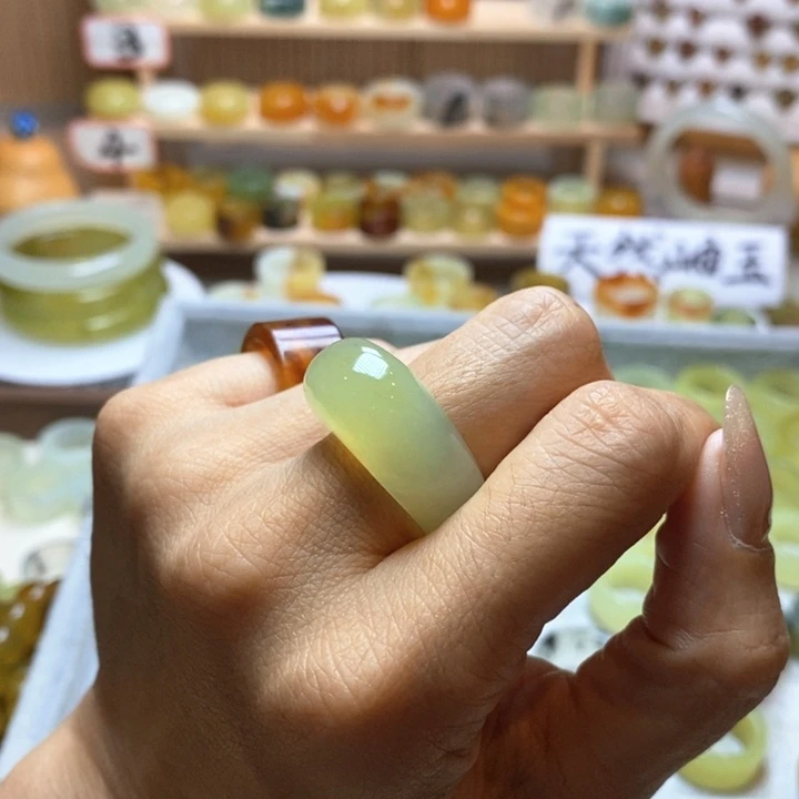 六***六未镶嵌岫玉戒指岫玉精品指环内径 19.5