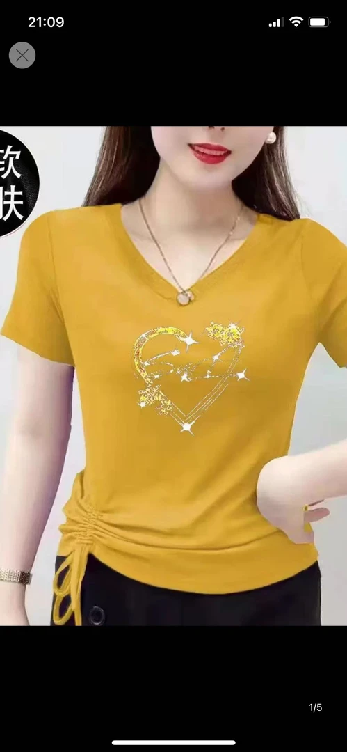 B73#爱心短袖T恤女休闲显瘦