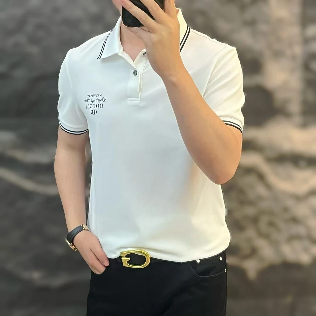 新款高端男士潮流百搭个性胸标休闲POLO衫258006