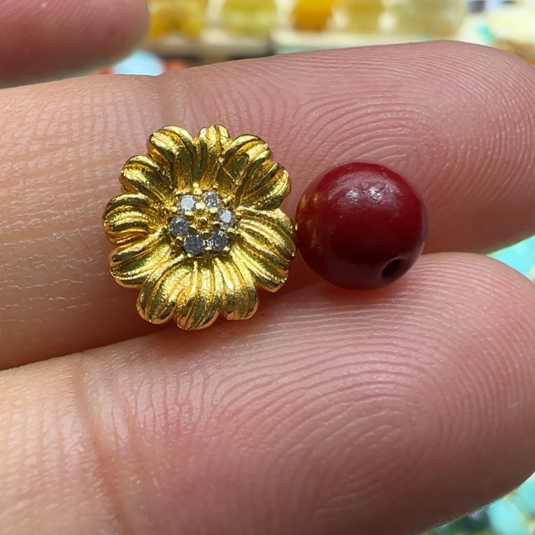 南红玛瑙银S925镀金镶嵌颈饰
