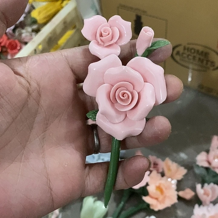 瓷片纯手工陶瓷花摆件