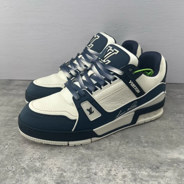 99新 LouisVuitton/路易威登 海军蓝马卡龙吹那trainer/正品/潮鞋