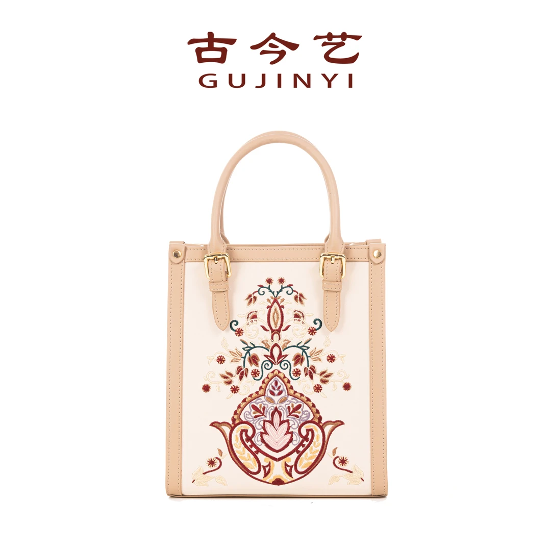 古今艺新中式刺绣国风送礼百搭轻奢时尚女士通勤手提复古托特包