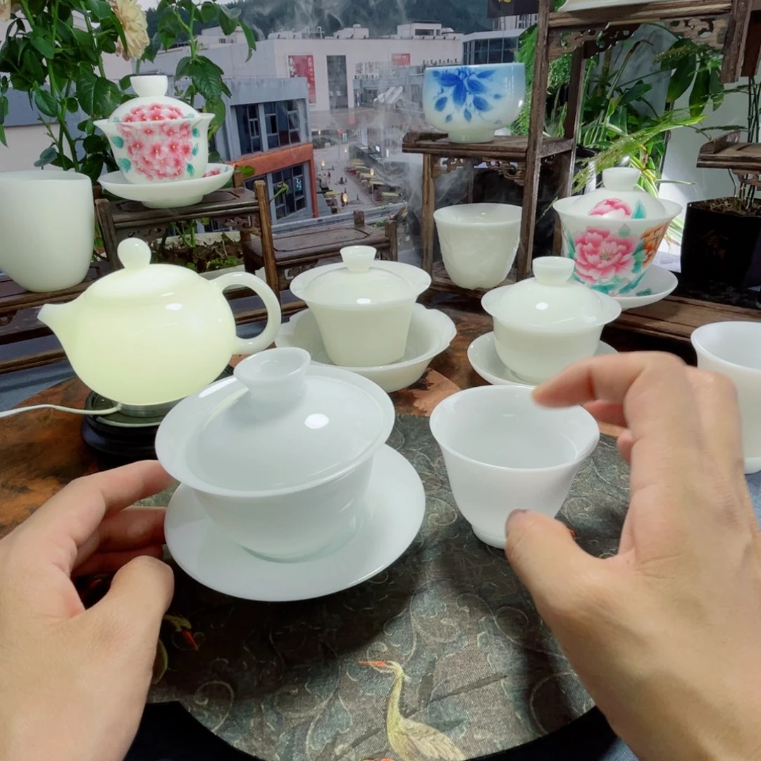 高冰玉泥三才盖碗送主人杯