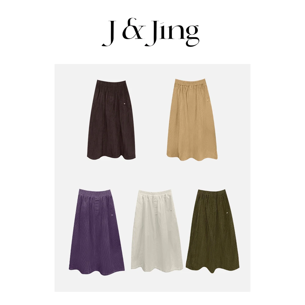 J&Jing-「ST系列-维尔纽斯旧币」-灯芯绒不加绒厚款宽松半身裙MD558