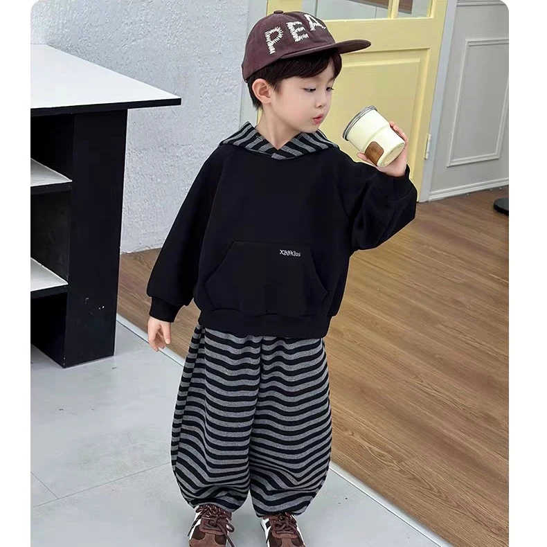男童卫衣套装秋装2025新款帅气时髦儿童连帽卫衣韩版儿童运动衣服