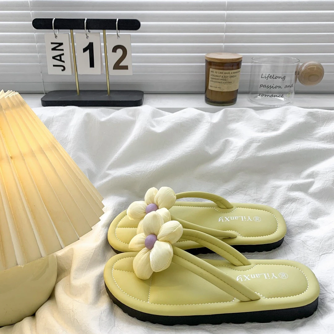 卓诗尼【上新】仙女风花朵人字拖鞋女夏季外穿2025新款沙滩