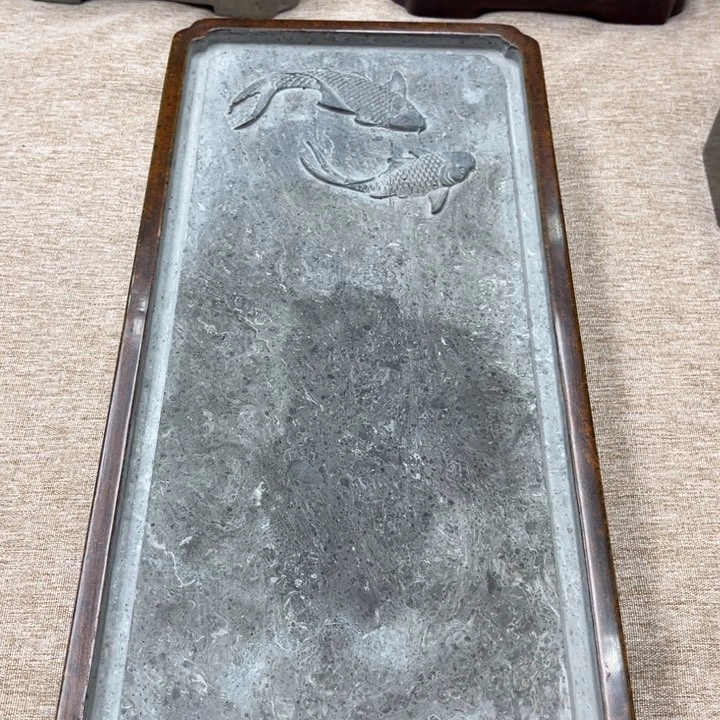 砖雕?****࿐金砖干泡吸水茶盘大漆工艺鱼1111