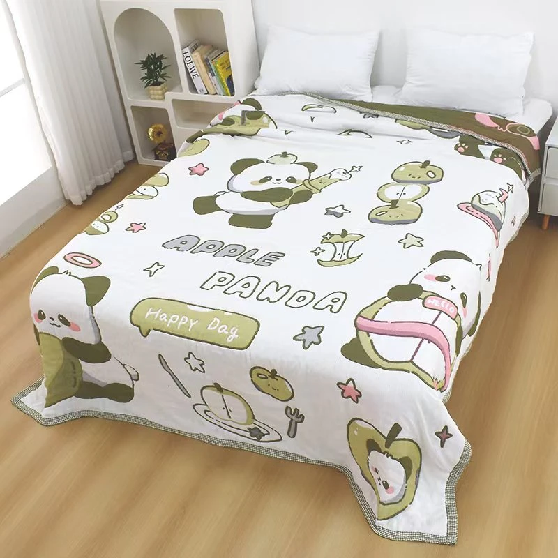 【快乐熊猫】200*230cm柔软亲肤透气卡通风春夏被空调被棉纱泡芙被