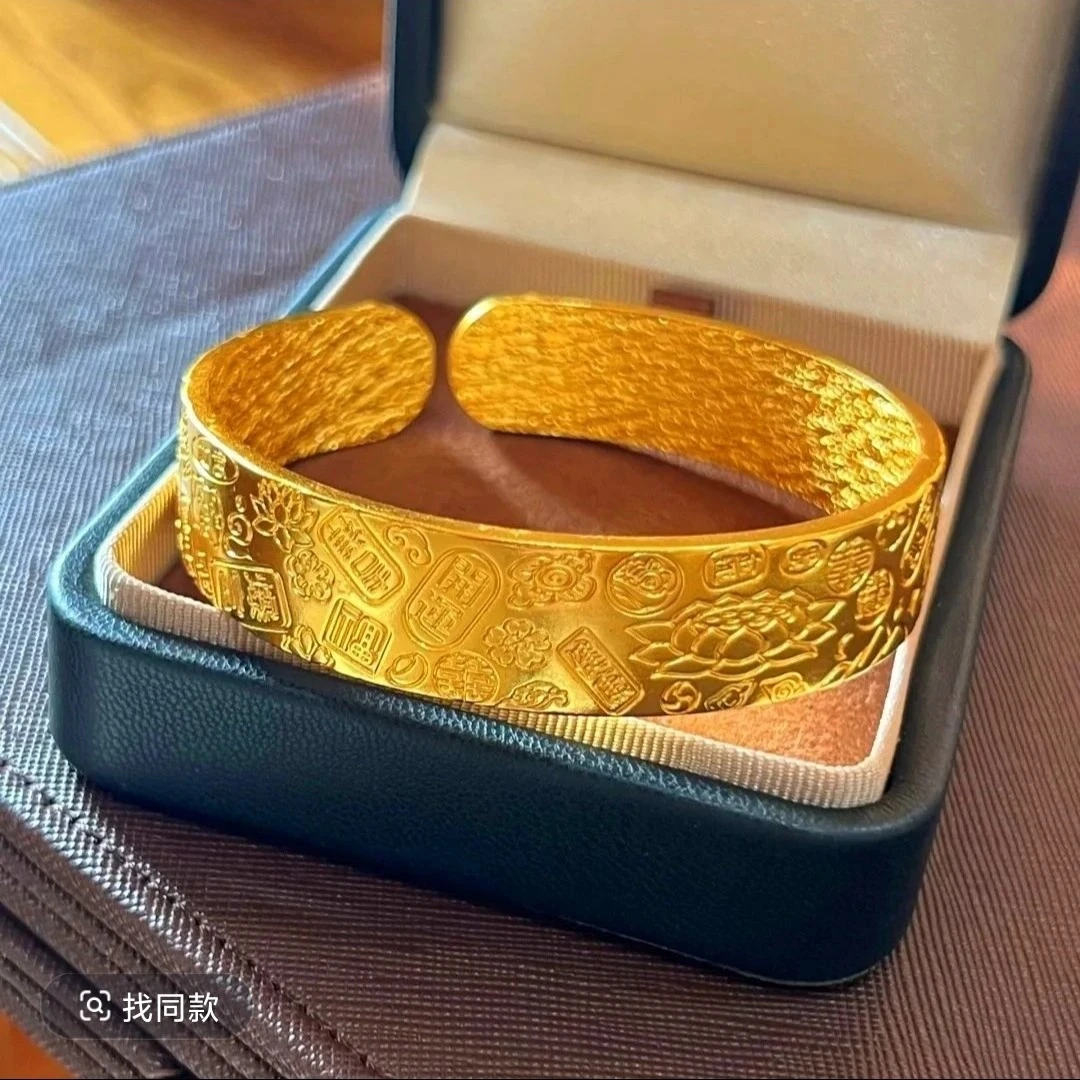 合金手镯  （吉言莲花）开口手镯饰品镯子瑞丽朋克风磨砂