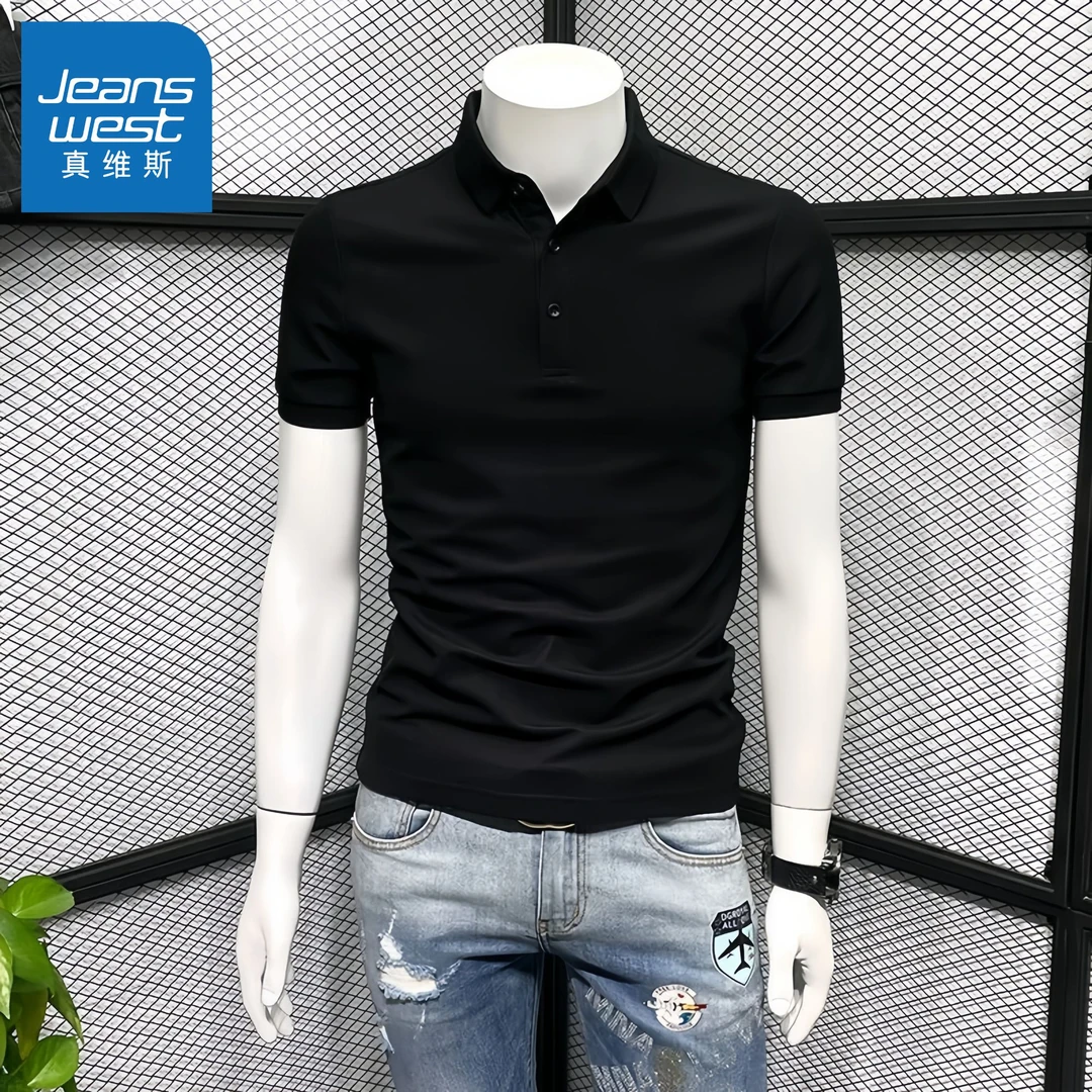真维斯POLO衫男短袖新款夏季纯色有领体恤衫潮流百搭修身翻领t恤