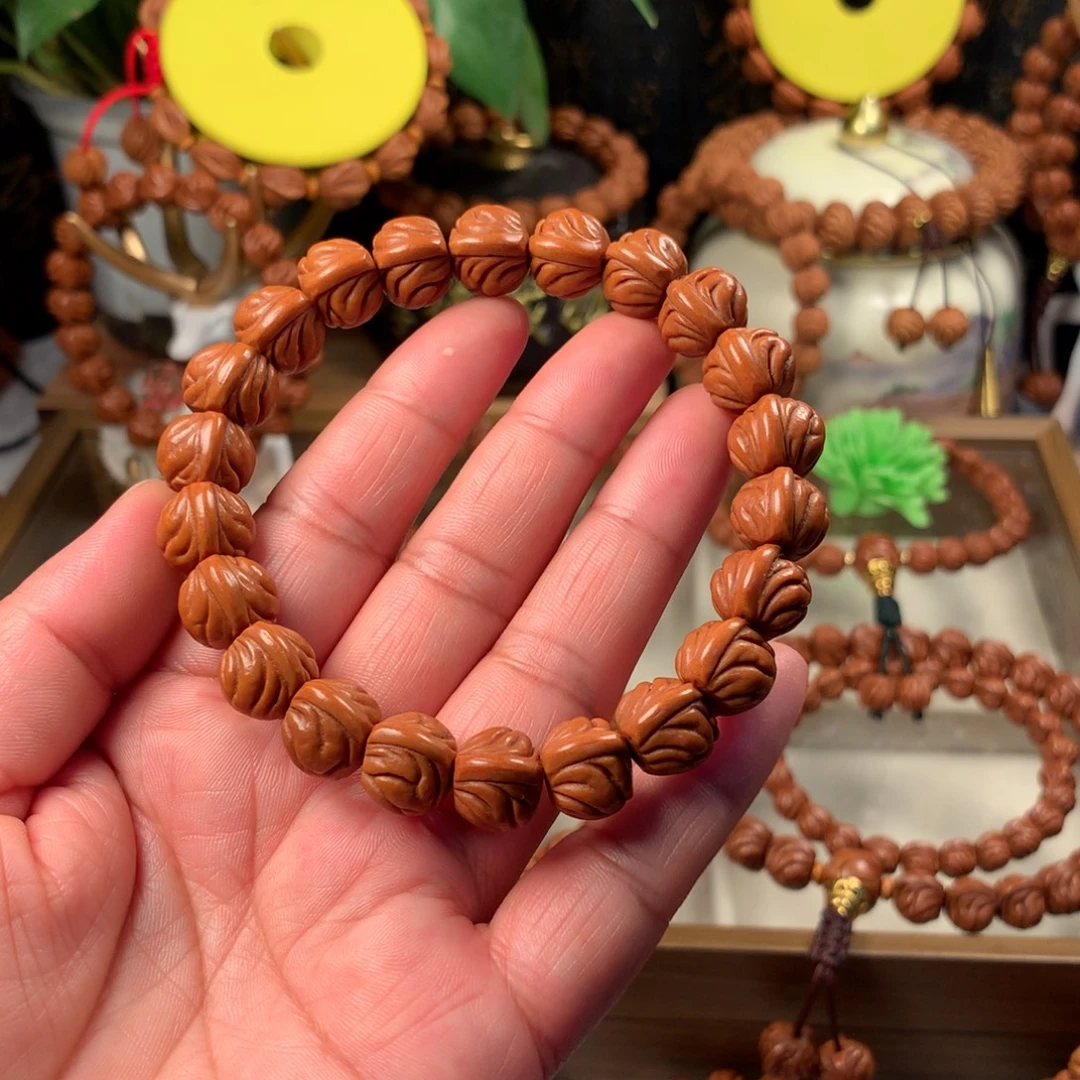 吊坠桃核红玉龙手串12