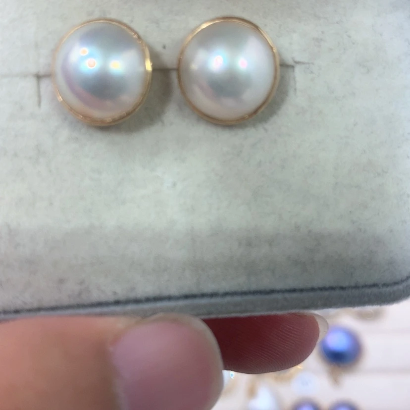 【闪购商品】耳饰拼合珍珠（马贝珠）18K金镶嵌