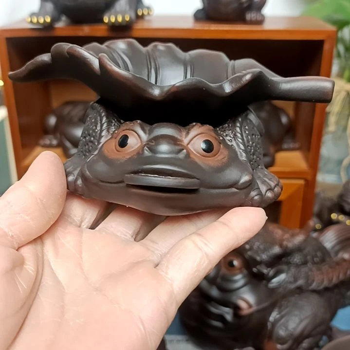 茶宠紫陶一叶暴富过滤组合茶宠摆件