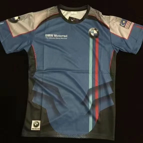 夏季透气男式宽松 T恤车标图案3D数码印花圆领薄款高级T恤快干