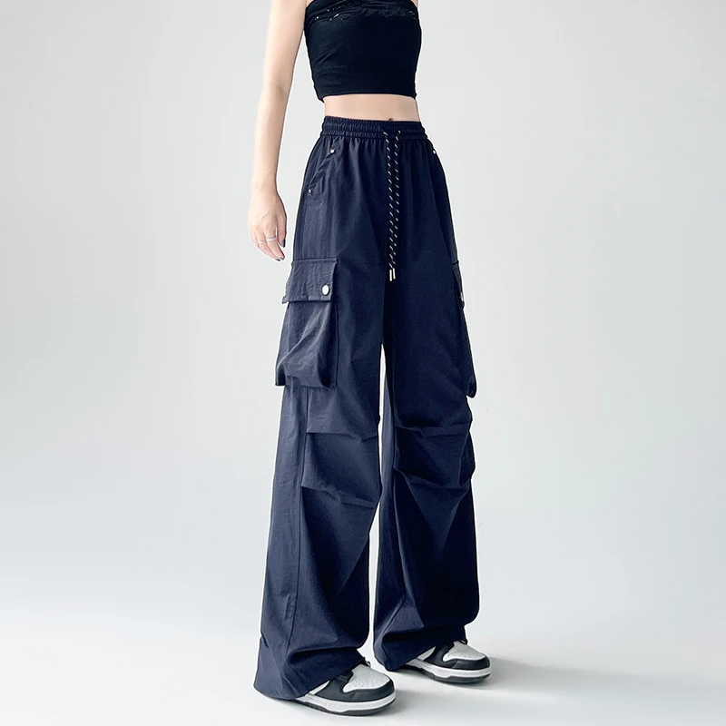 灰色工装裤女初秋薄款2025新款爵士舞街舞跳舞裤子登爬山降落伞裤