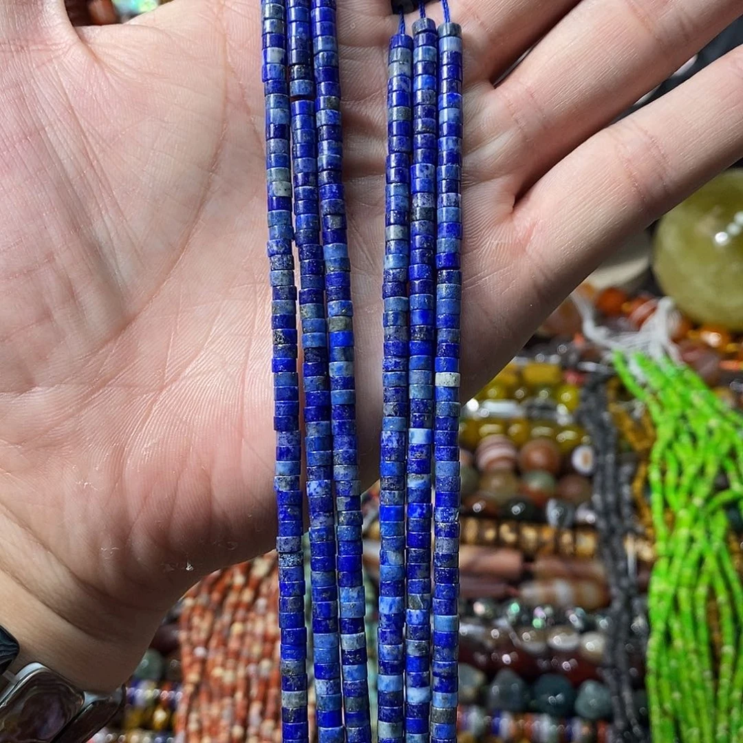 石英质玉未镶嵌，天然青金直切隔片4mm，