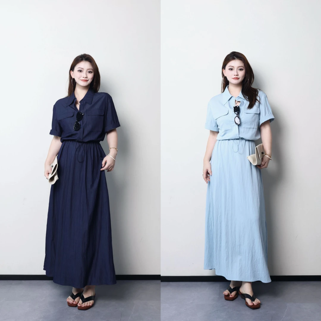 PRASE·杨杨【木质调】微胖轻奢设计夏女时尚工装收腰连衣裙PR506B19