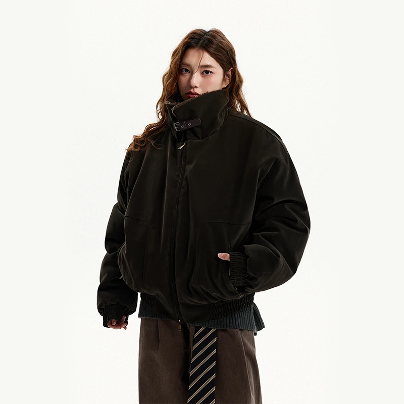 达蒙岛冬季美拉德羊羔毛翻领工装夹克棉服男女复古氛围感情侣棉衣