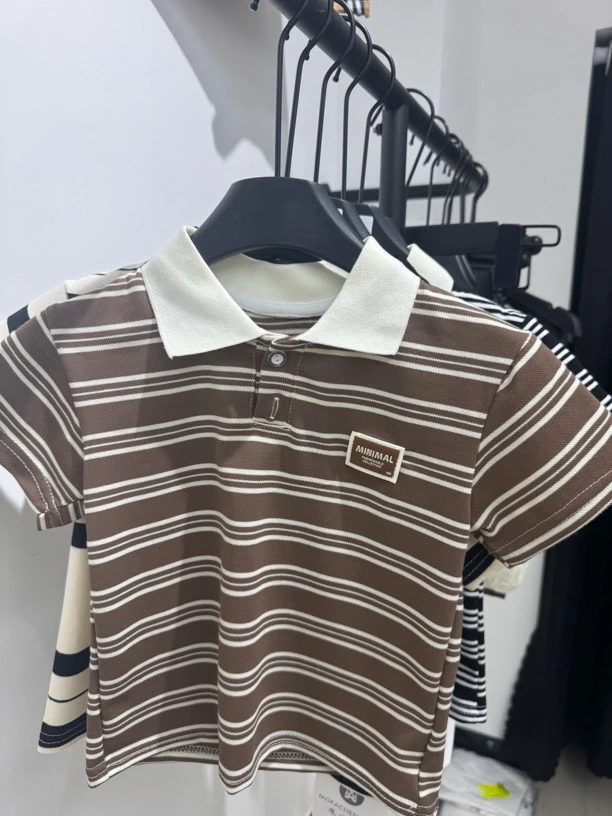 儿童服装夏款夏季B类亲子装休闲女polo男条纹撞色韩版