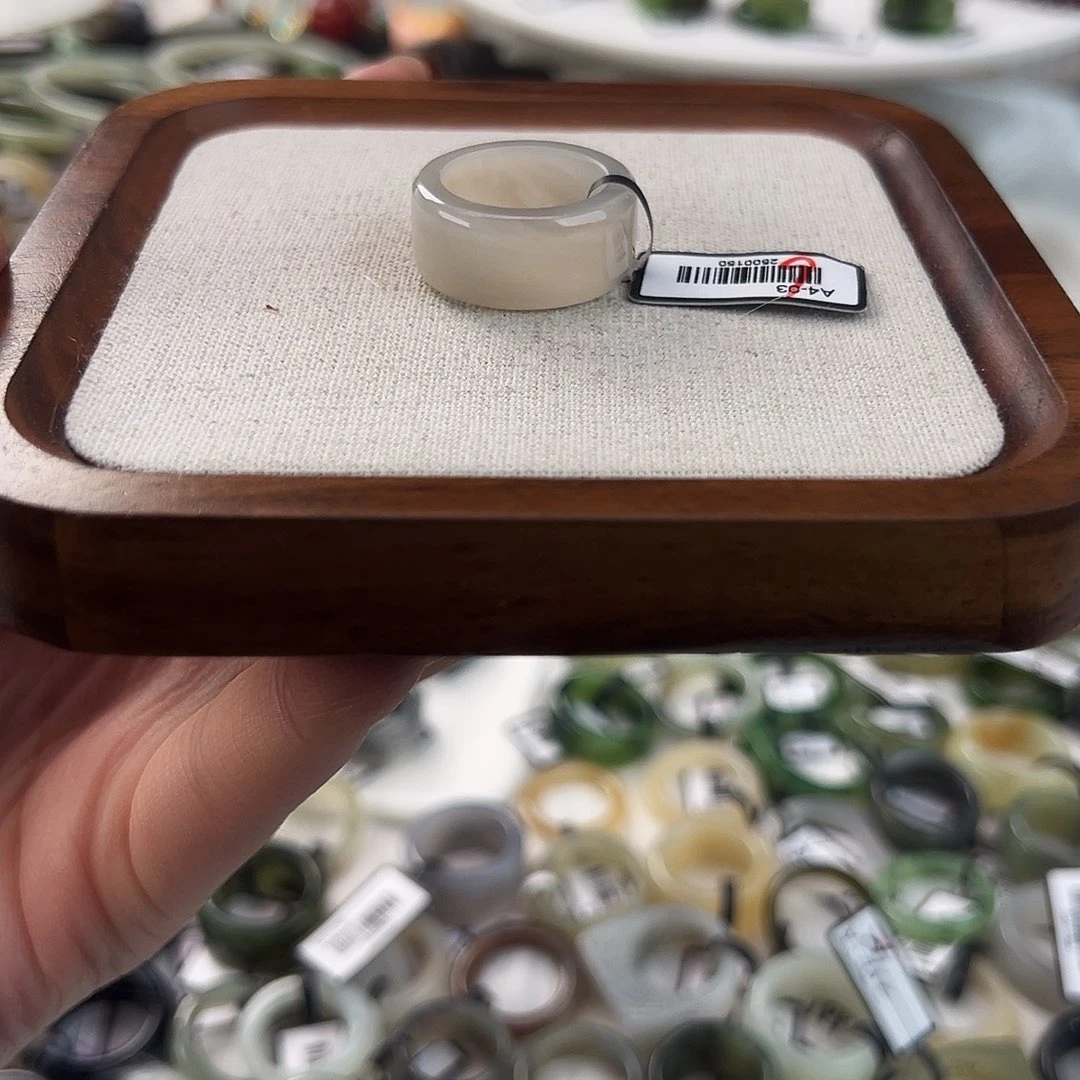 和田玉未镶嵌戒指w75藕粉色圆切17.1不退换