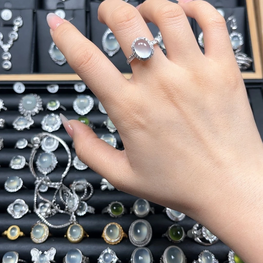 【闪购商品】岫玉戒指银S925镶嵌祝***-