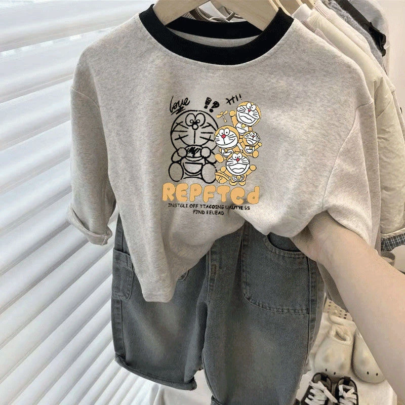 2025卡通童装春秋T恤女童新款韩系ins风上衣男童洋气百搭春秋长袖