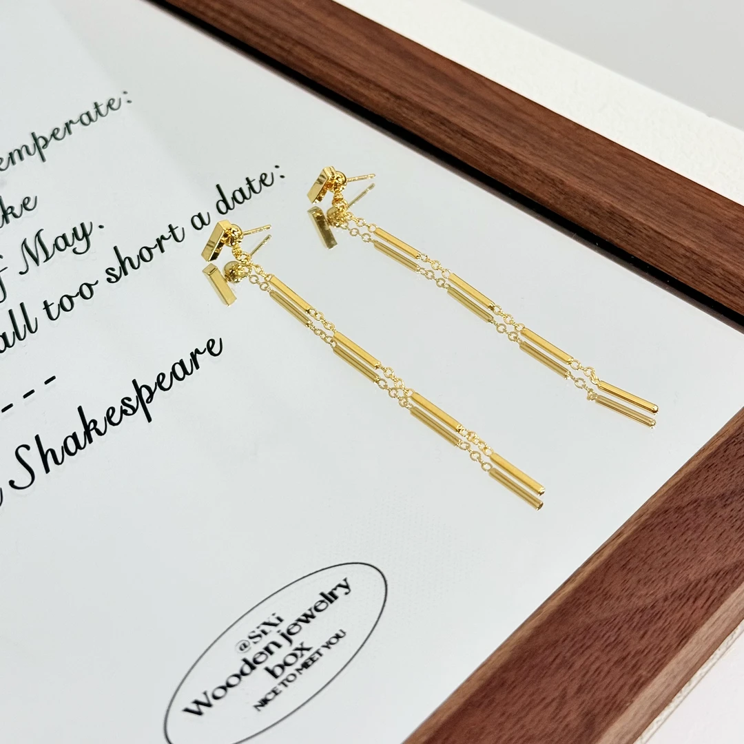 铜合金耳饰 ES-313赵露思同款长流苏链条设计感耳环