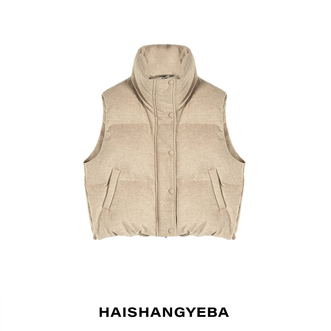 【海上叶爸】新款2025秋冬百搭95鹅绒立领拉链通勤厚款马甲羽绒服