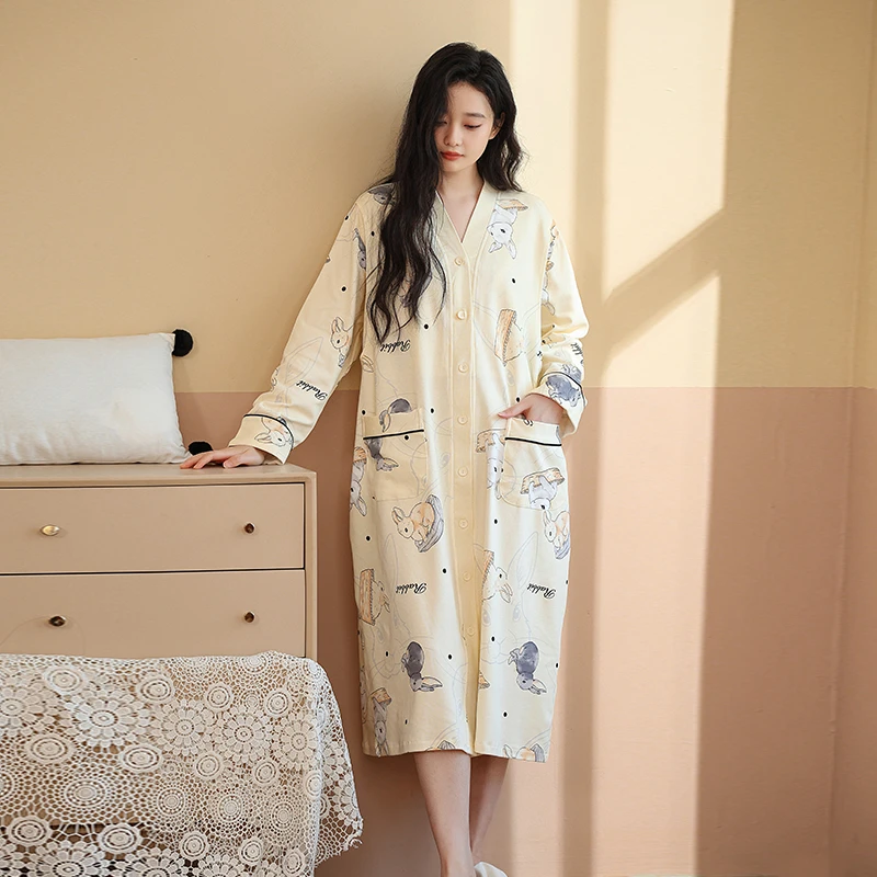 M【带胸垫A类四季款孕产裙】产检待产裙产后产妇哺乳孕妇睡裙