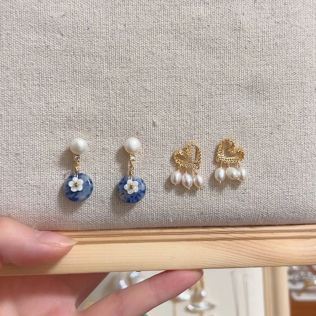 耳饰银S925镶嵌淡水珍珠