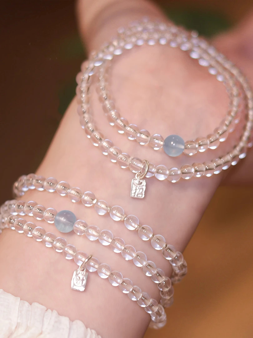 天然海白水晶DIY手串女款轻奢小众手链高颜值学生党生日礼物