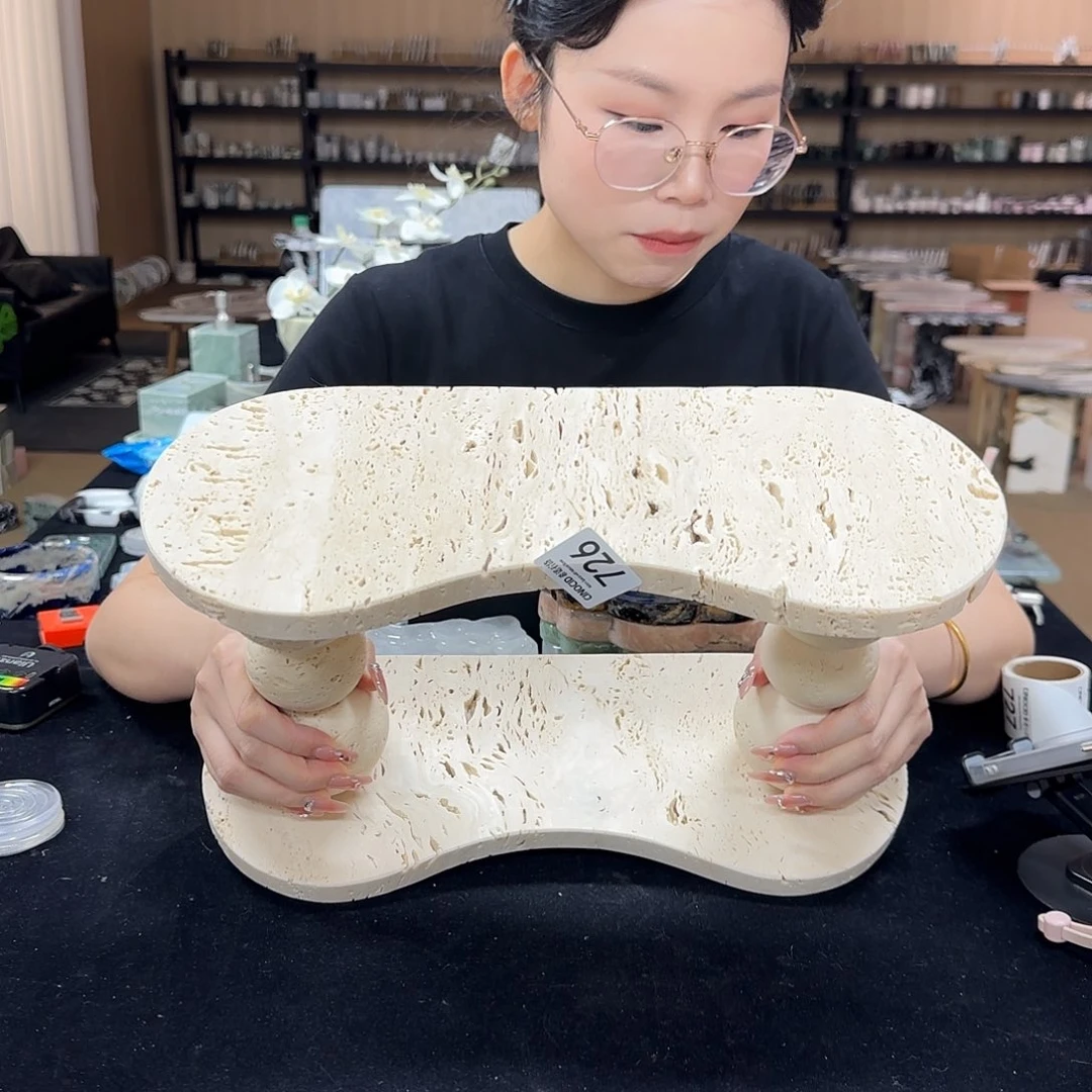 石材726洞石中古置物架新品