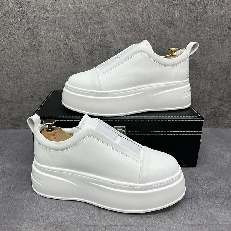 男鞋夏季透气厚底套脚白鞋男士一脚蹬流光风一脚蹬夏季增高男板鞋