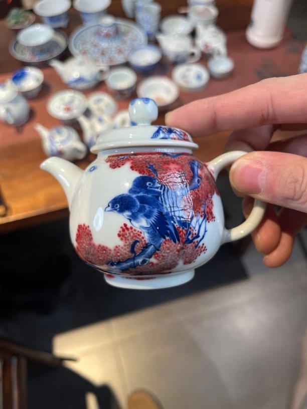 小桥窑 来钟珍藏釉里红双栖图壶