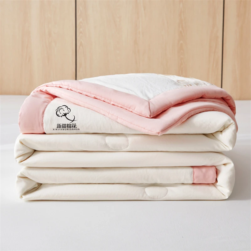 简约风夏季新疆棉花填充空调被子单双人薄款学生宿舍可用夏被