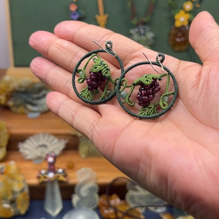 蛇纹石玉合金耳环