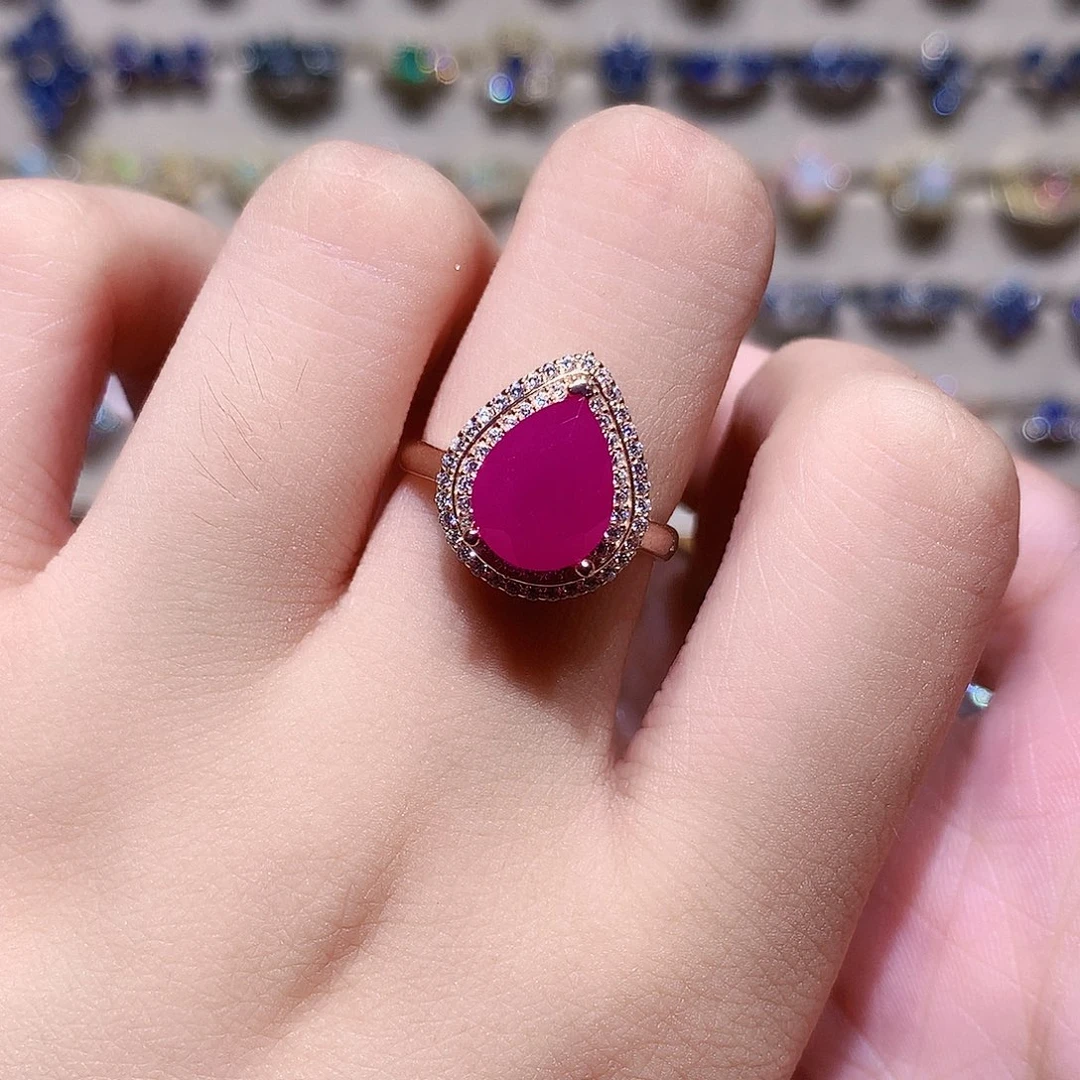 银S925镶嵌戒指红宝石