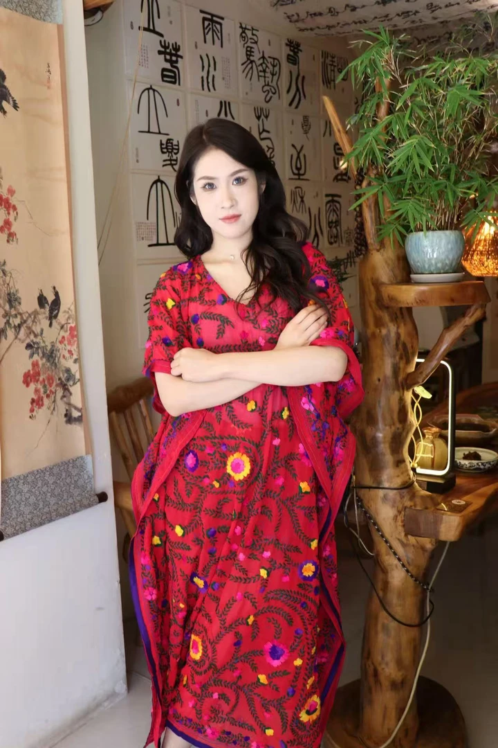 印度刺子绣连衣裙不 退 不 换